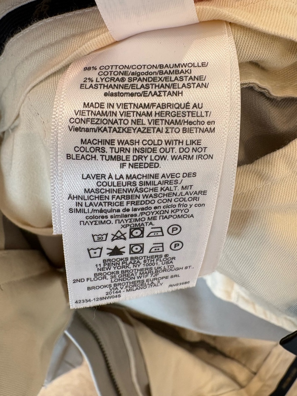 Brooks Brothers Advantage Chino Stretch Clark Fit Beige Khaki 32x32 - Picture 5 of 5